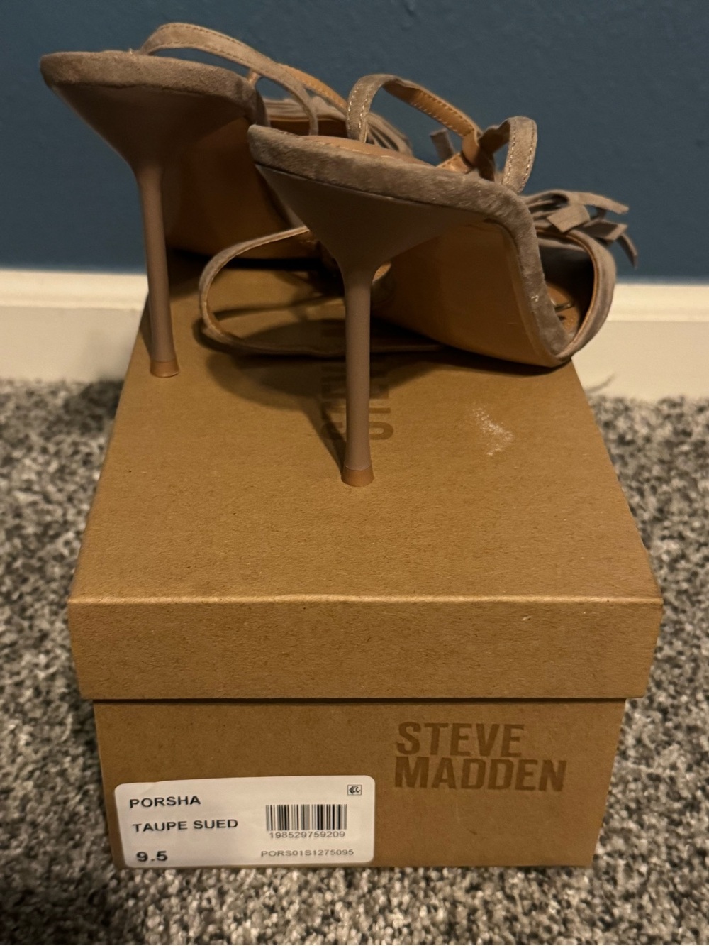 Steve Madden Porsha Suede Heeled Sandals in Taupe